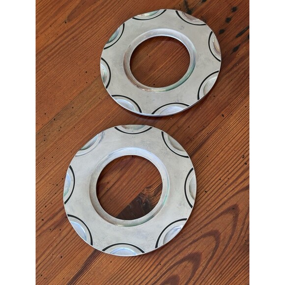 Pair of Lenox Scoop Trivets Solid Aluminum Holloware Cool Design 7.5" Diameter - Picture 12 of 16